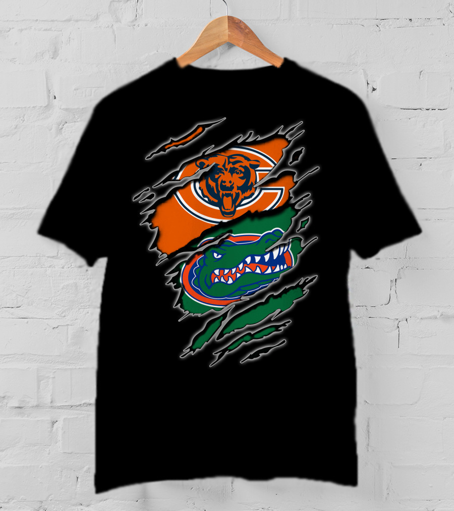Chicago Bears Florida Gators Team Logos Torn T-Shirt