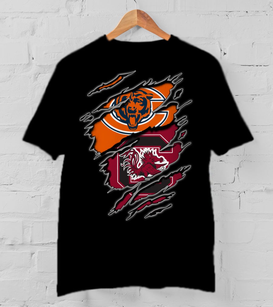 Chicago Bears South Carolina Gamecocks Logo Mashup T-Shirt
