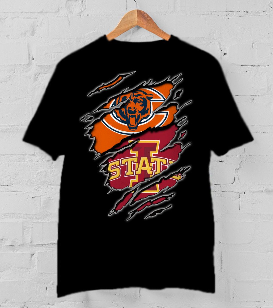 Chicago Bears Iowa State Cyclones Claw Rip T-Shirt