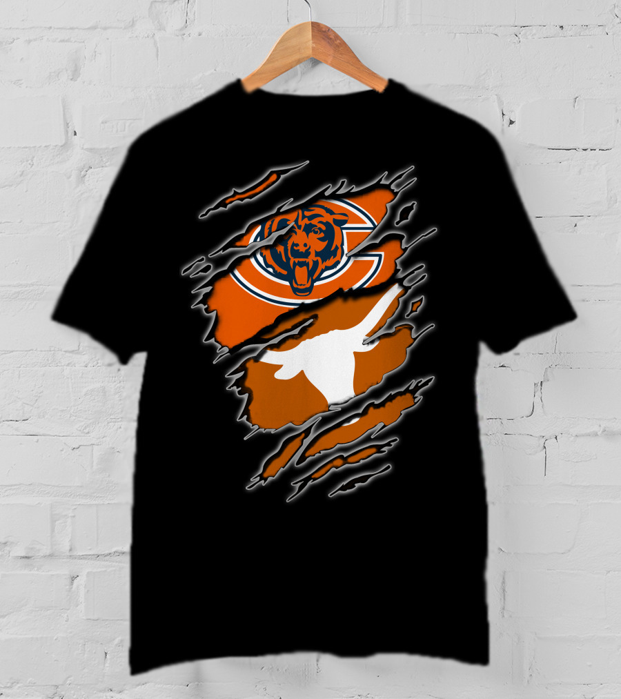 Bears Longhorns Chicago Texas Football Crossover T-Shirt