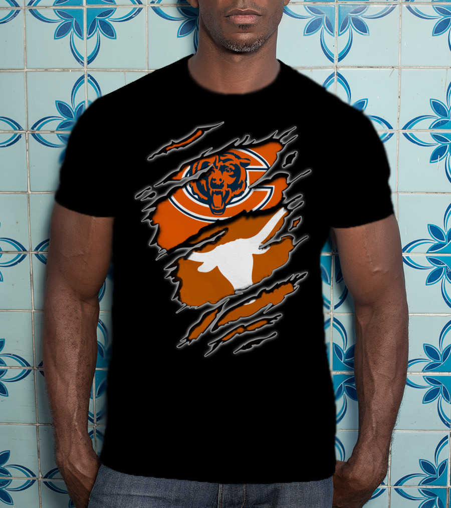 Bears Longhorns Chicago Texas Football Crossover T-Shirt