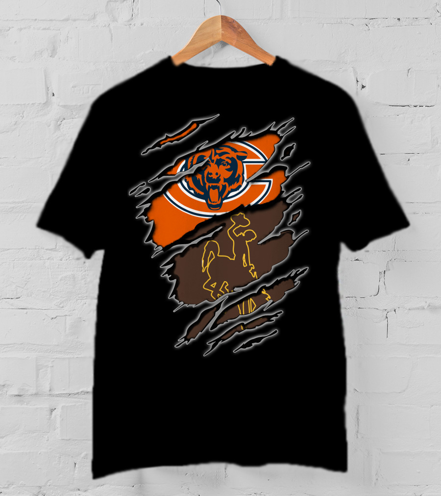 Bears Wyoming Cowboy Dual Symbol Rip T-Shirt