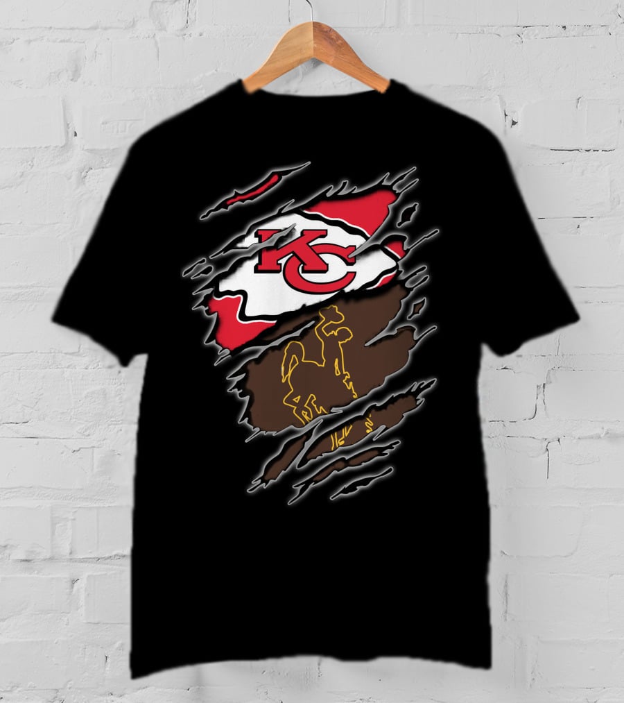 Chiefs Kc Wyoming Cowboys Logo Rip T-Shirt