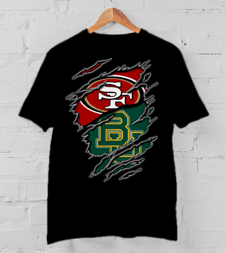 49ers Sf Logo And Baylor Bears Bu Logo In Claw T-Shirt