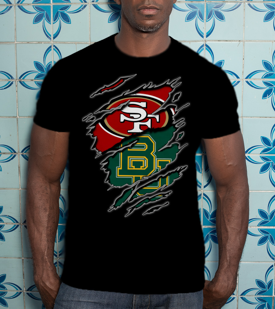 49ers Sf Logo And Baylor Bears Bu Logo In Claw T-Shirt
