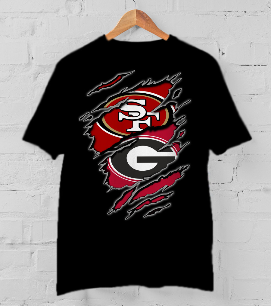49ers Georgia Bulldogs Sf And G Logo Merge T-Shirt