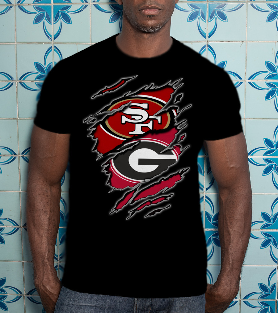 49ers Georgia Bulldogs Sf And G Logo Merge T-Shirt