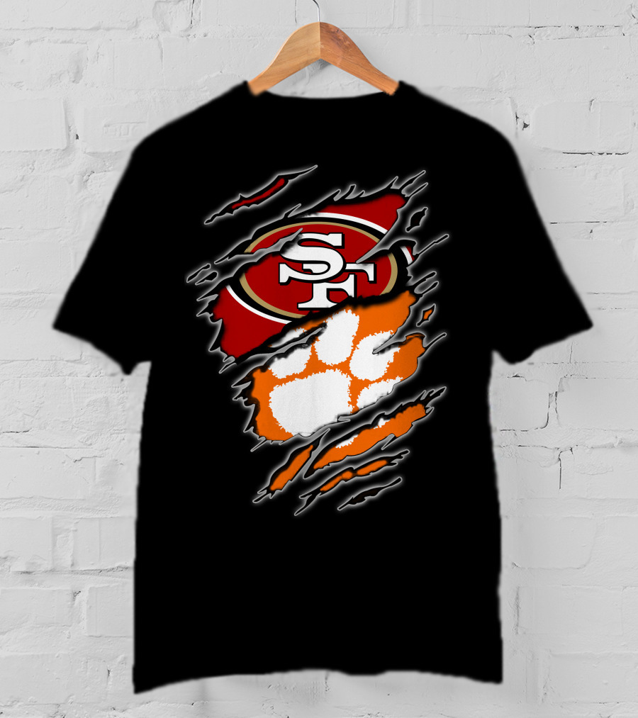 San Francisco 49ers Clemson Tigers Logo Mashup T-Shirt