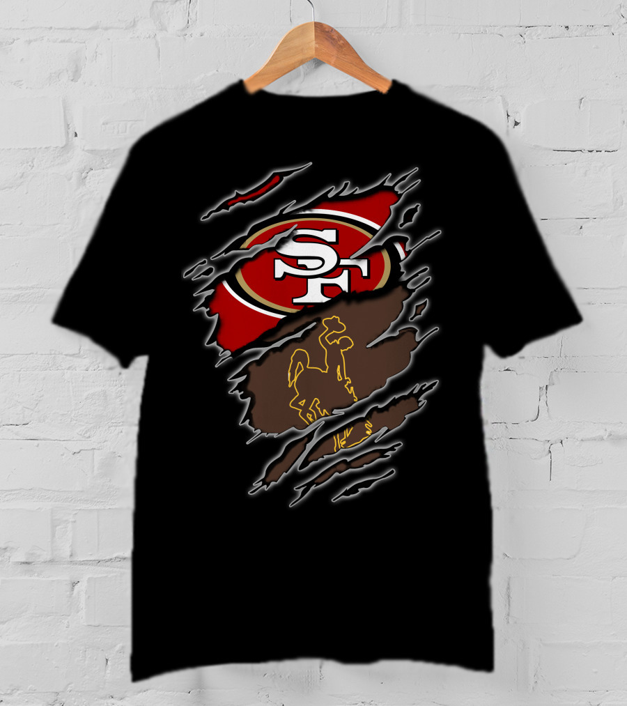 49ers Sf Logo With Wyoming Cowboy Silhouette T-Shirt