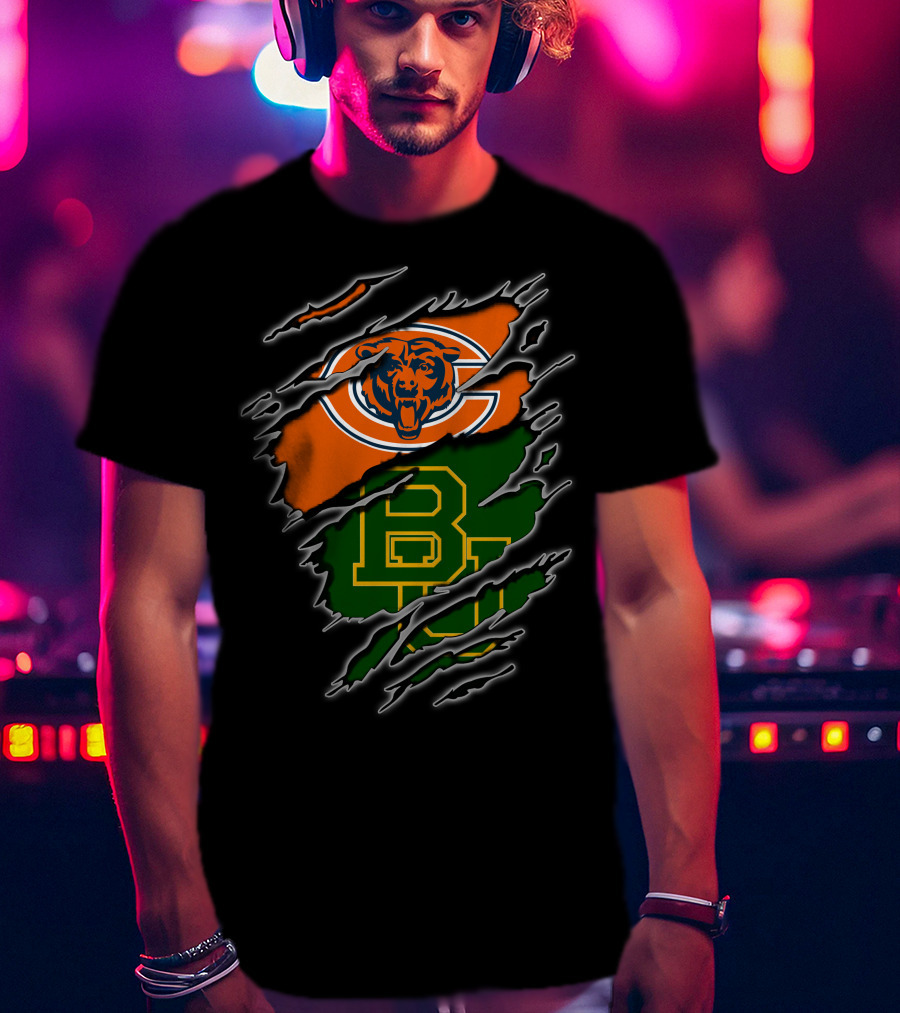 Chicago Bears Baylor University Bears Logo Combination T-Shirt