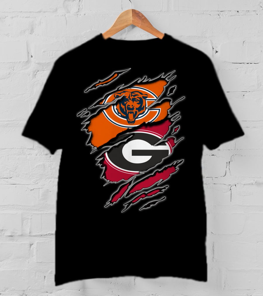 Chicago Bears Georgia Bulldogs Logos Collision T-Shirt