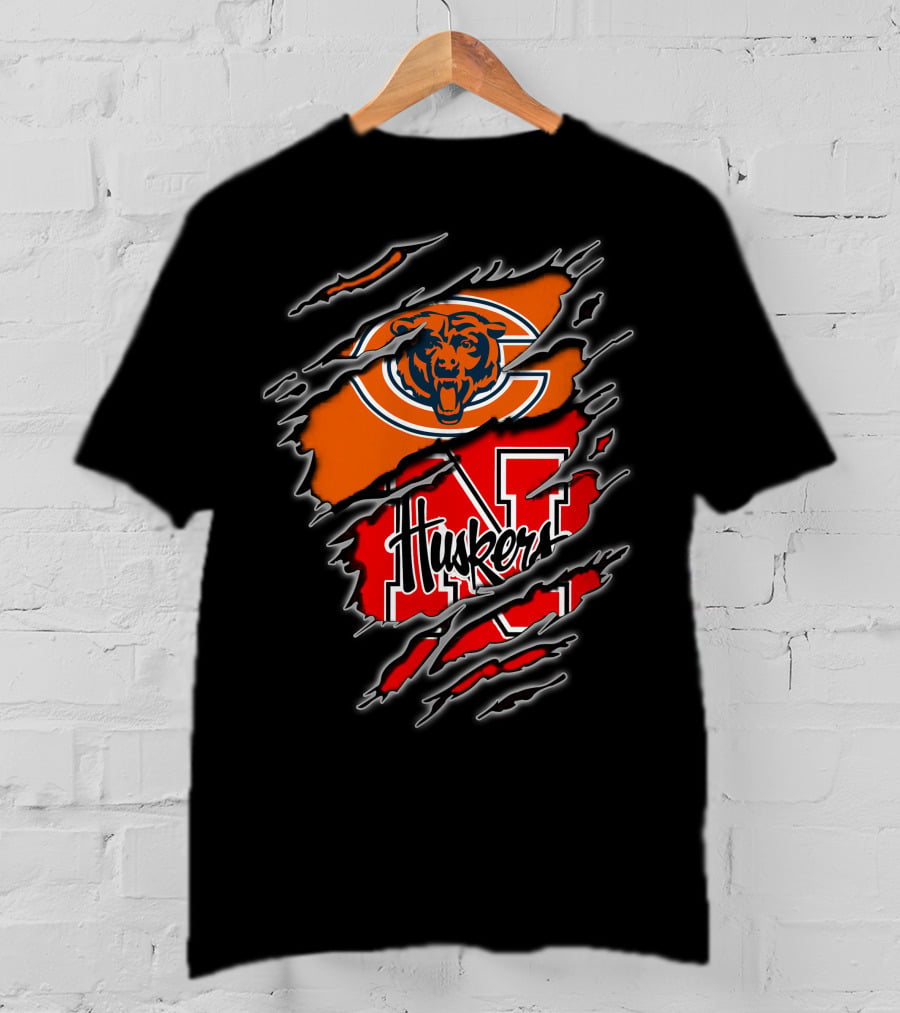 Chicago Bears Nebraska Cornhuskers Fan Mashup T-Shirt