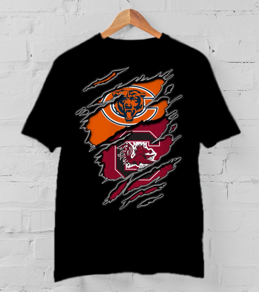 Chicago Bears South Carolina Gamecocks Fan Crossover T-Shirt
