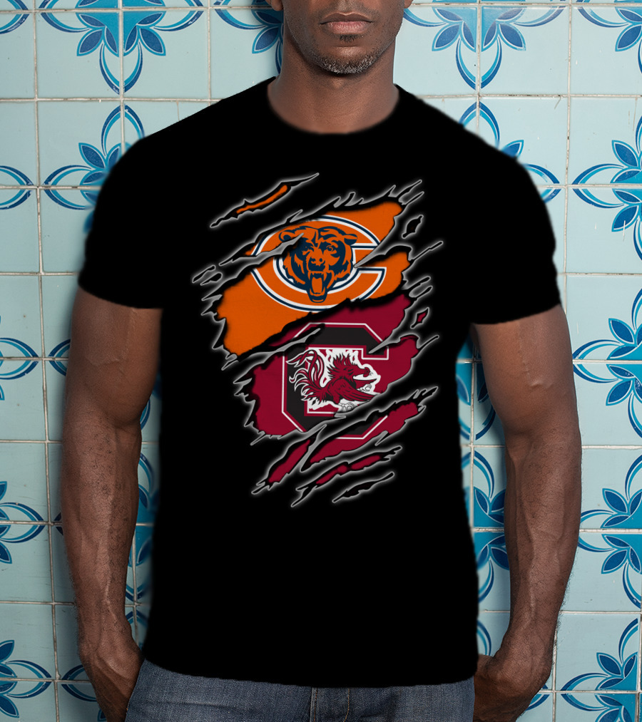 Chicago Bears South Carolina Gamecocks Fan Crossover T-Shirt