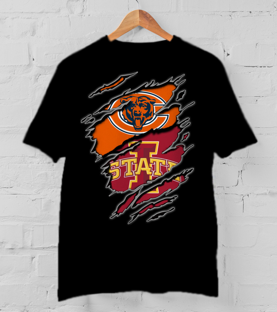 Chicago Bears Iowa State Cyclones Torn Graphics T-Shirt
