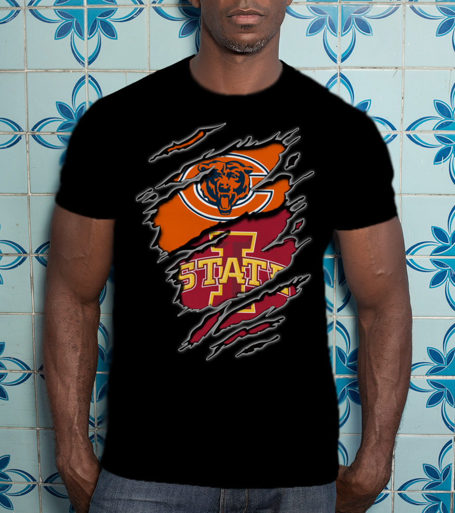 Chicago Bears Iowa State Cyclones Torn Graphics T-Shirt
