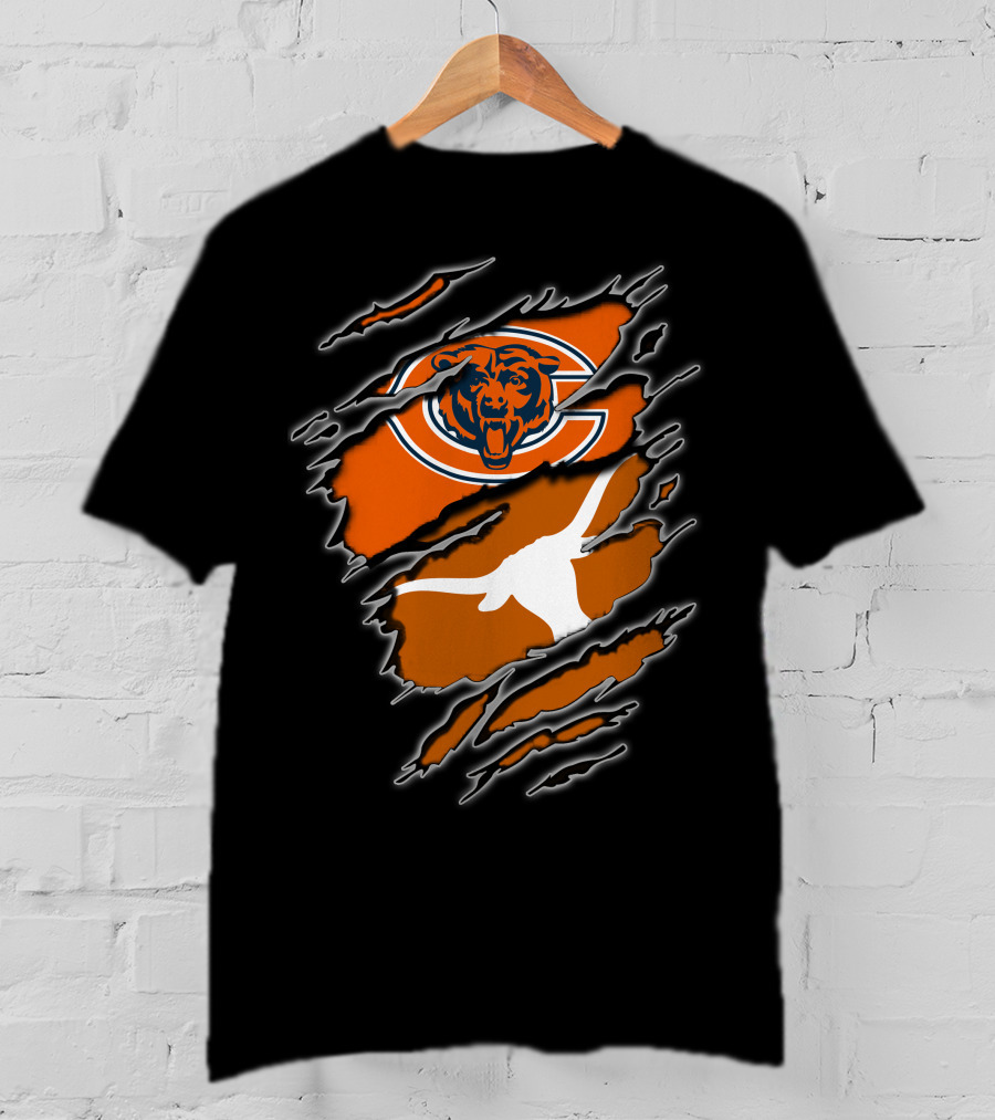 Bears Longhorns Logo Crossover Claw Tear T-Shirt