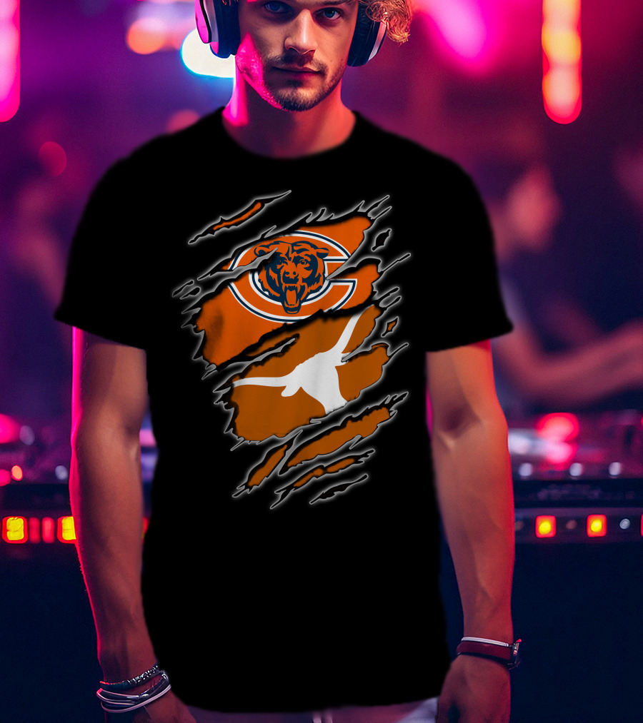 Bears Longhorns Logo Crossover Claw Tear T-Shirt