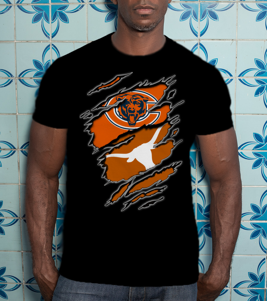 Bears Longhorns Logo Crossover Claw Tear T-Shirt