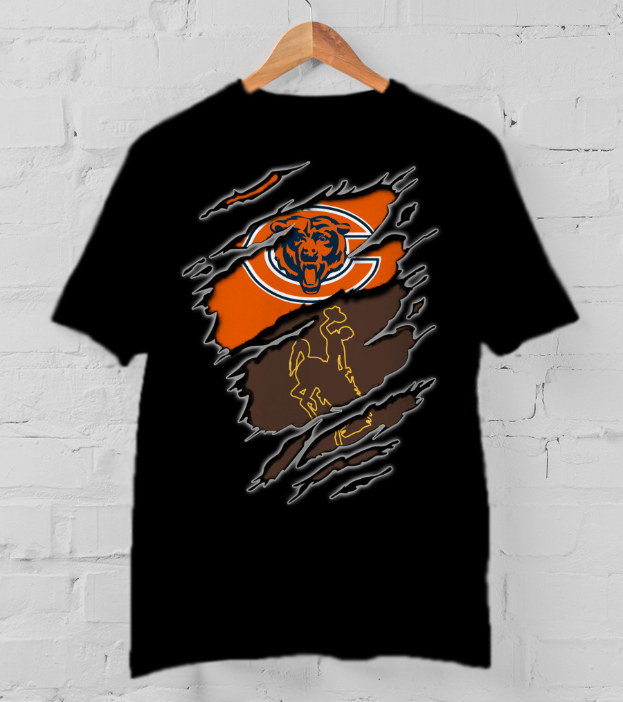 Chicago Bears Wyoming Cowboys Ripped Claw Marks T-Shirt