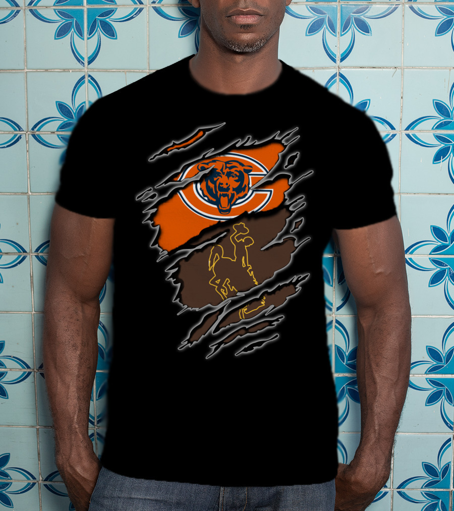Chicago Bears Wyoming Cowboys Ripped Claw Marks T-Shirt