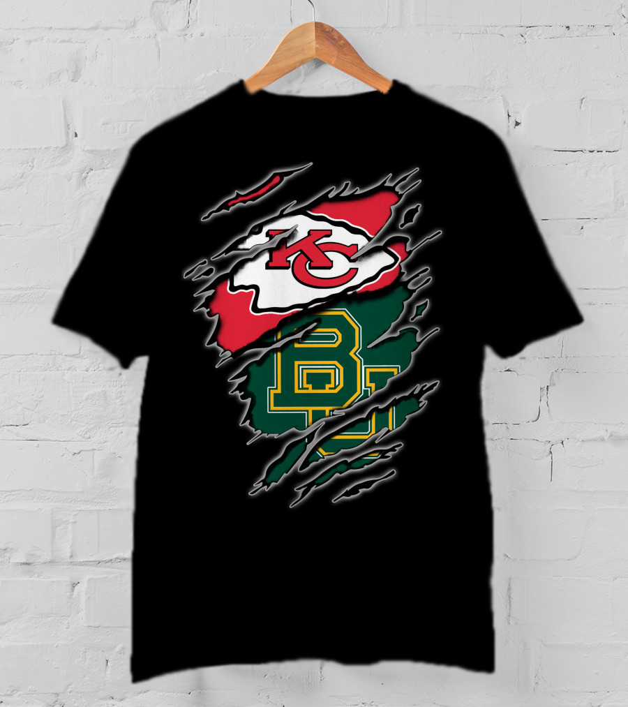 Kansas City Chiefs Baylor Bears Claw Marks Logo Fusion T-Shirt