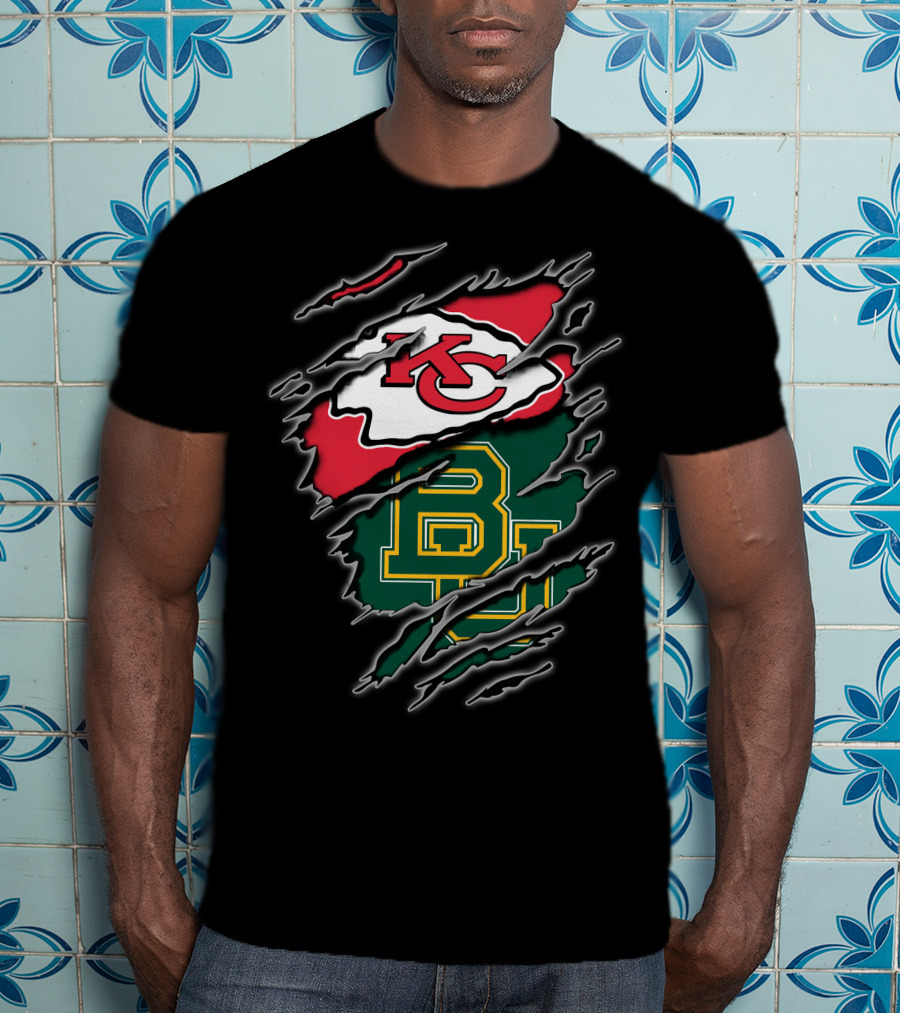 Kansas City Chiefs Baylor Bears Claw Marks Logo Fusion T-Shirt