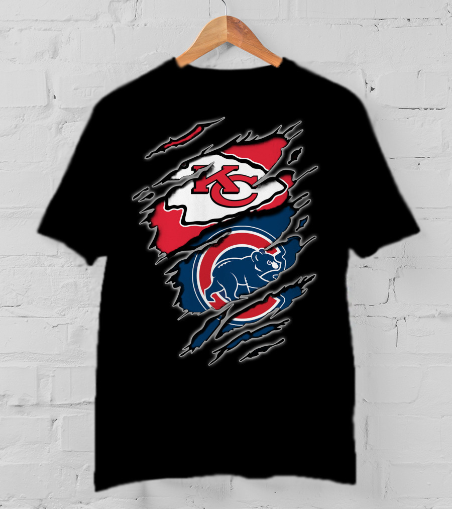 Kansas City Chiefs Chicago Cubs Claw Rip T-Shirt