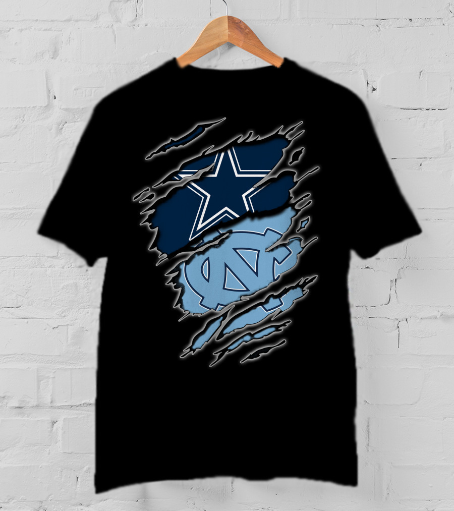 Dallas Cowboys North Carolina Tar Heels Torn Flag T-Shirt