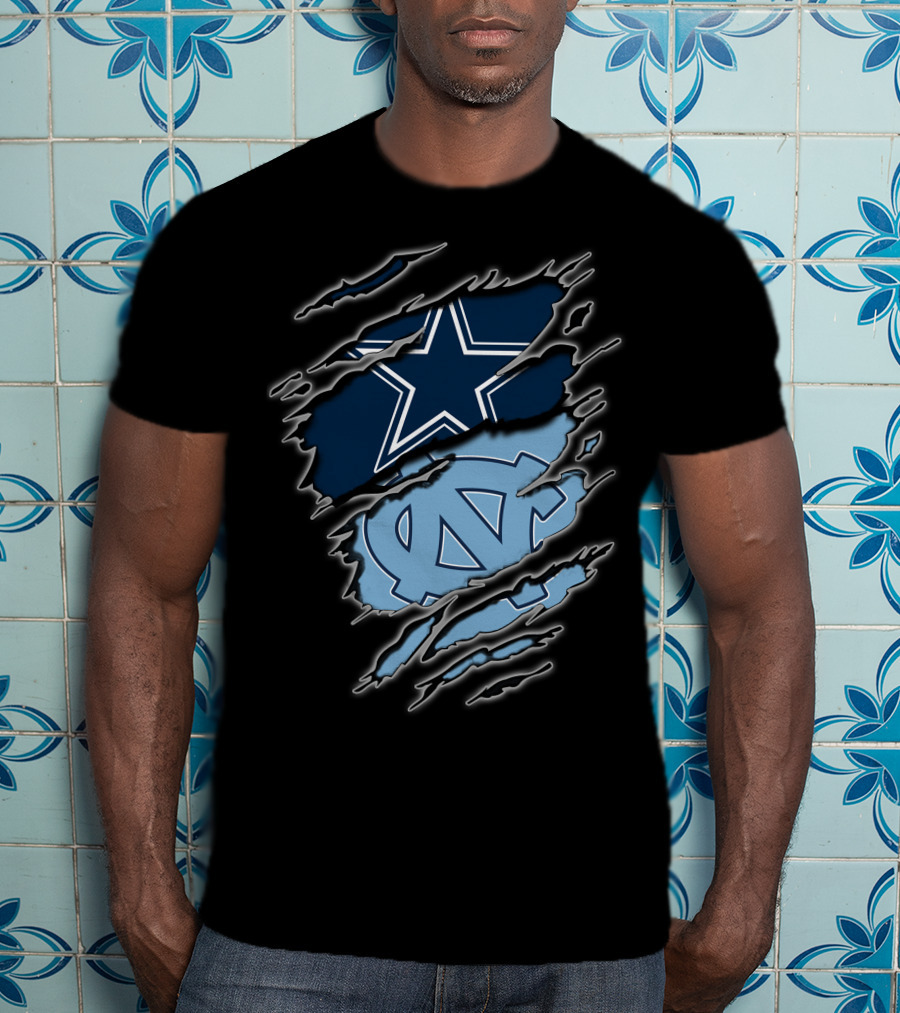 Dallas Cowboys North Carolina Tar Heels Torn Flag T-Shirt