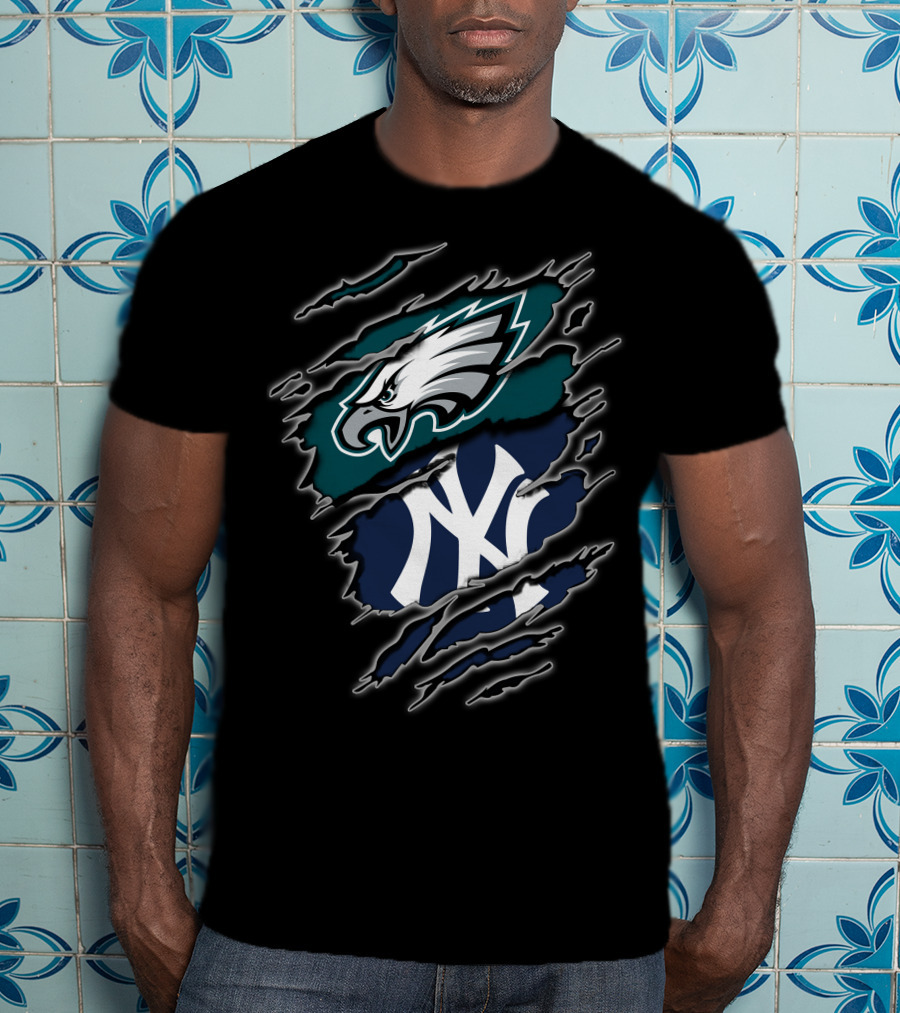 Eagles Yankees Logos Fusion T-Shirt