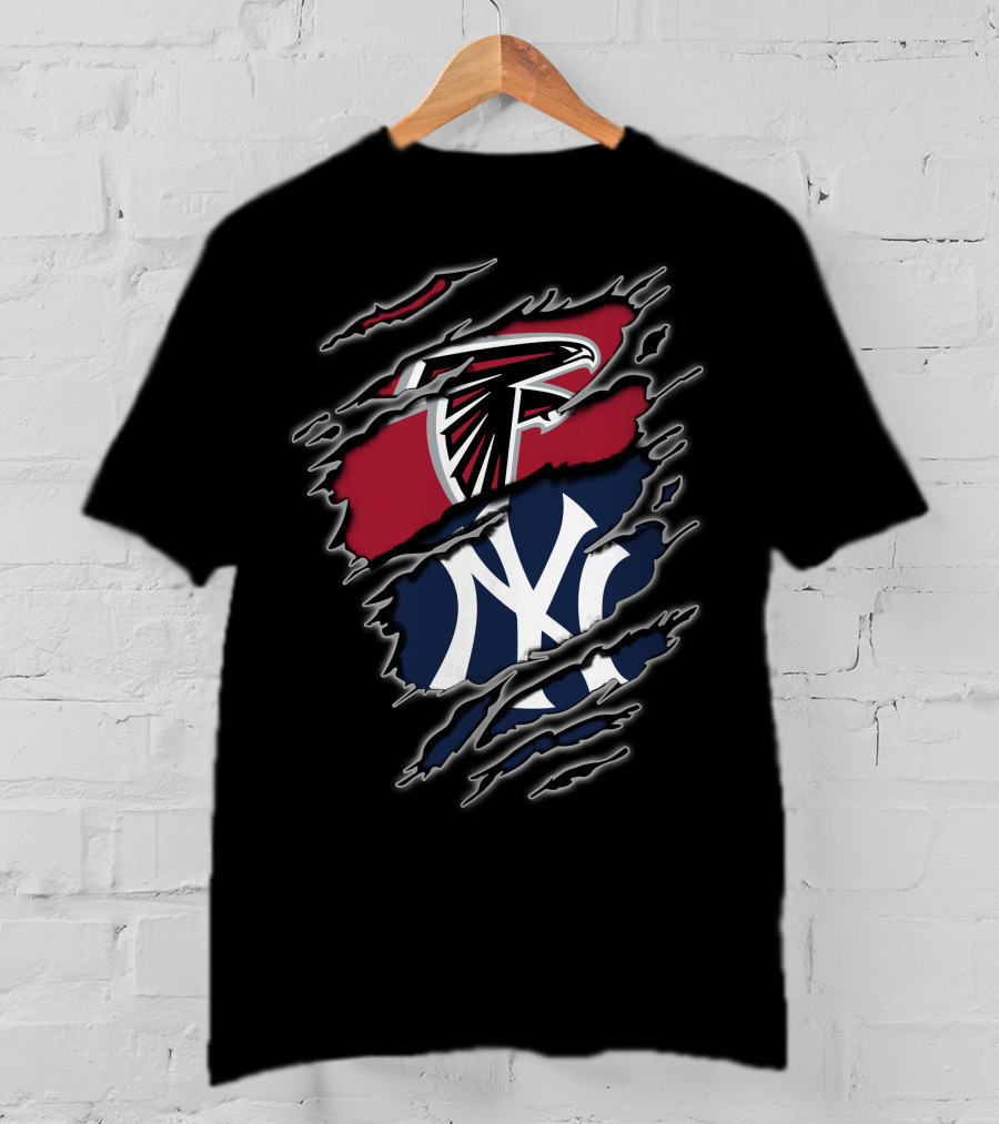 Atlanta Falcons New York Yankees Logo Collaboration T-Shirt