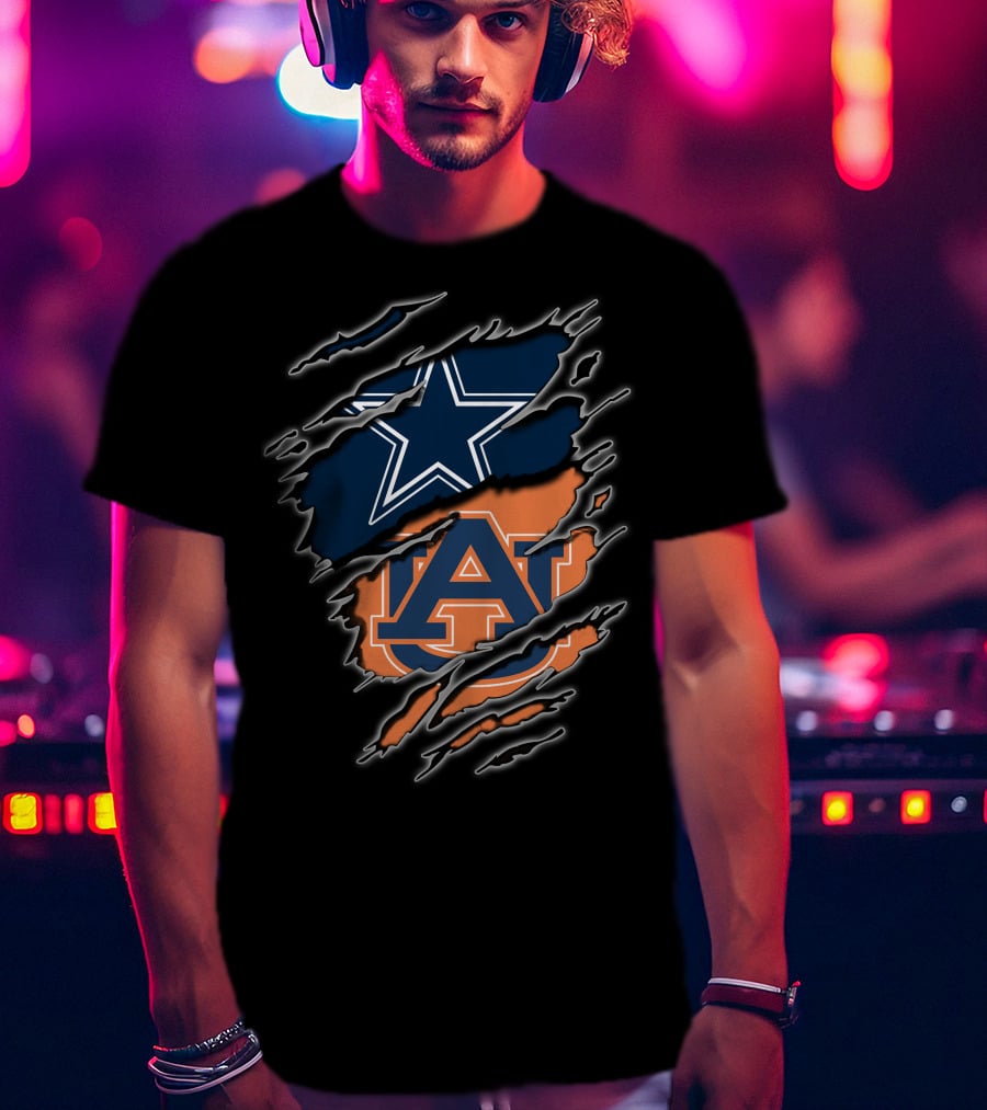 Cowboys Star Auburn Tigers Logo Fusion T-Shirt