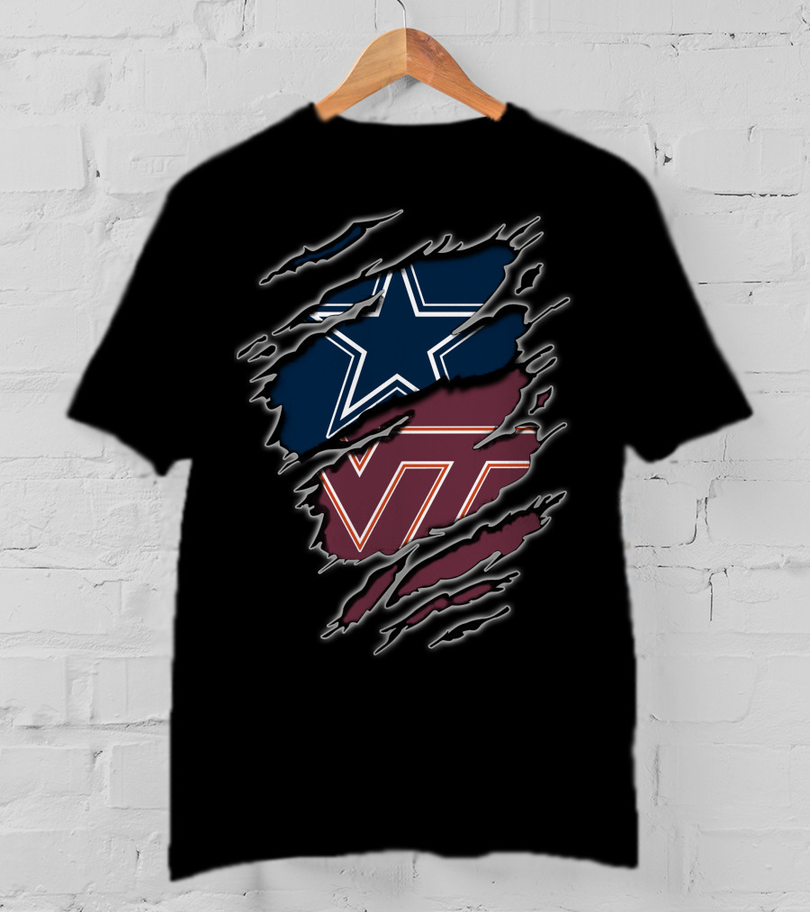 Dallas Cowboys Virginia Tech Hokies Collaboration T-Shirt