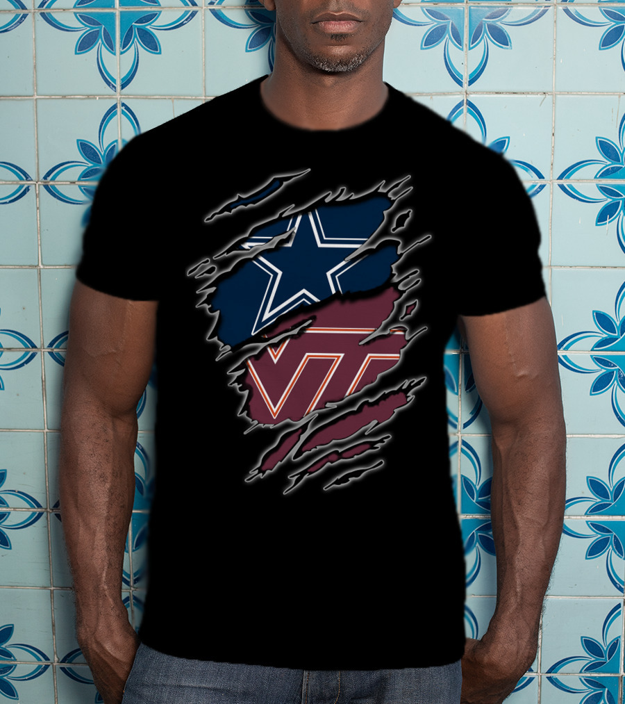 Dallas Cowboys Virginia Tech Hokies Collaboration T-Shirt