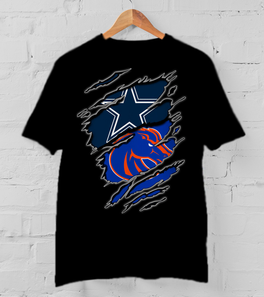 Dallas Cowboys And Boise State Broncos Torn T-Shirt