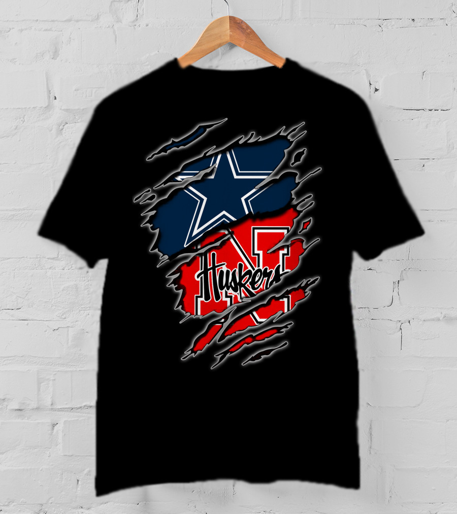 Dallas Cowboys Nebraska Cornhuskers Logo Mashup T-Shirt