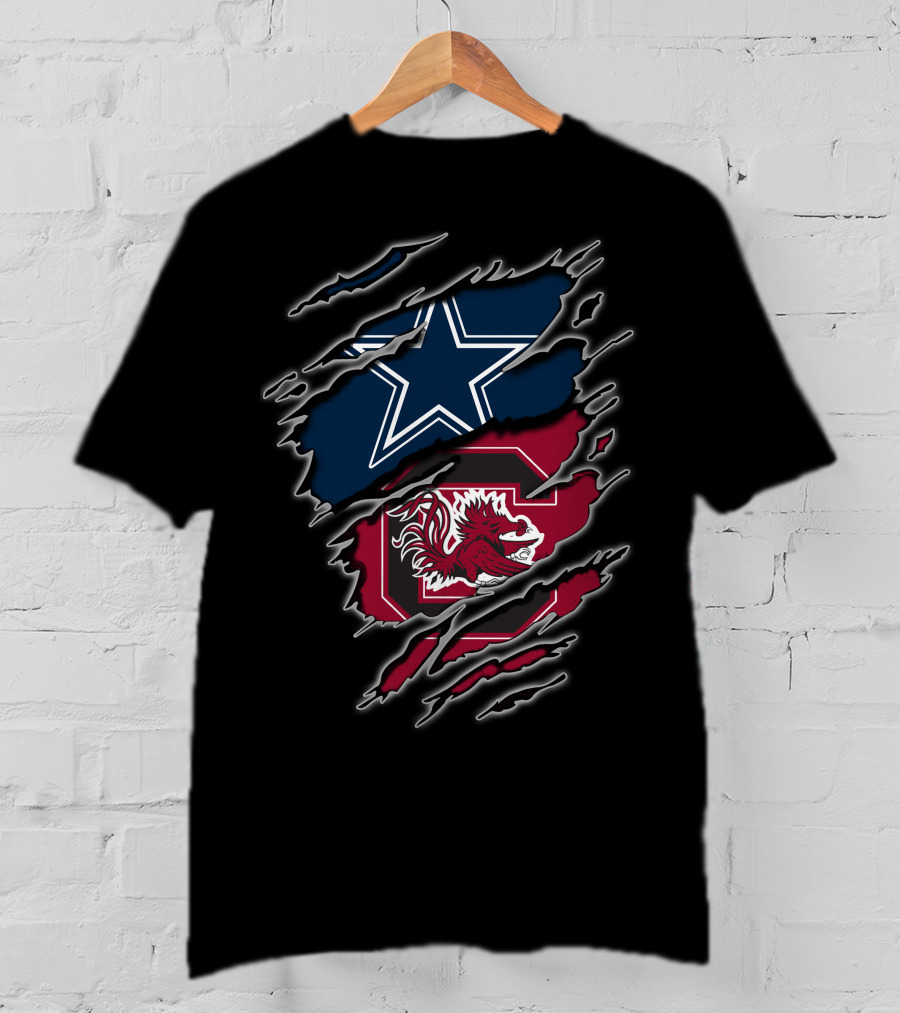 Dallas Cowboys South Carolina Gamecocks Torn Flag T-Shirt