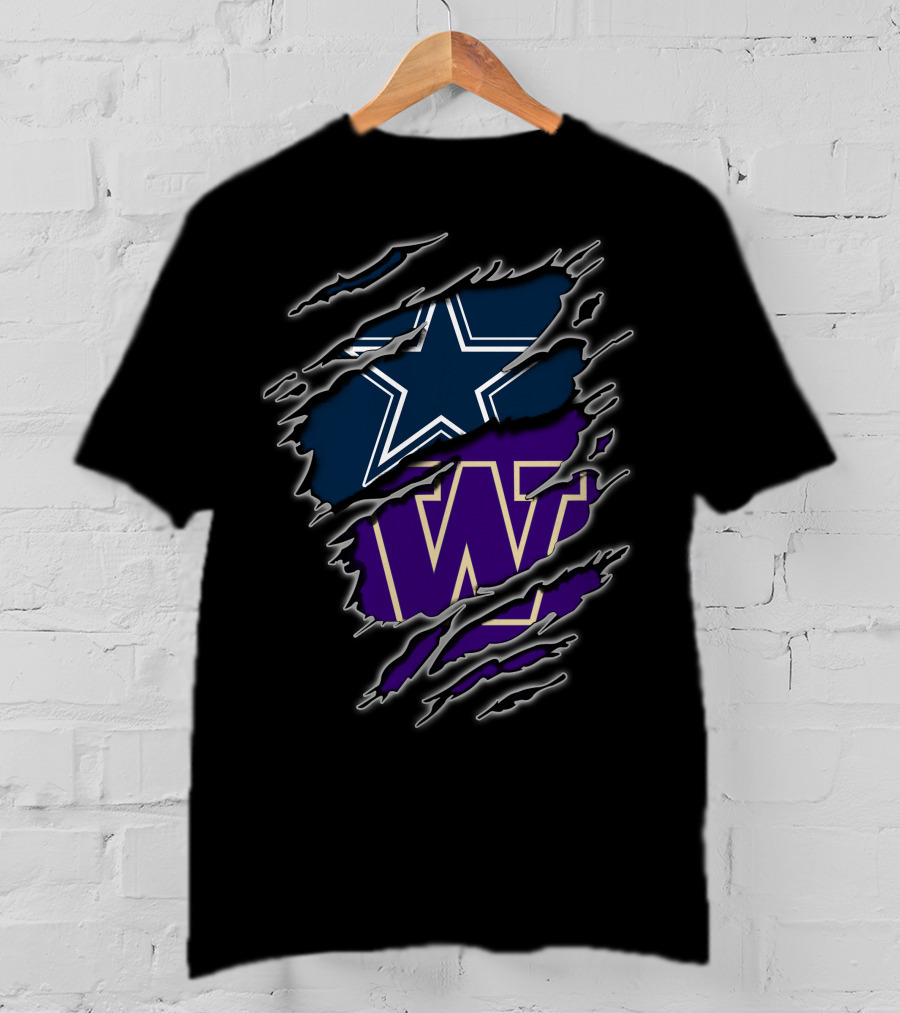 Dallas Cowboys Washington Huskies Logo Mashup T-Shirt