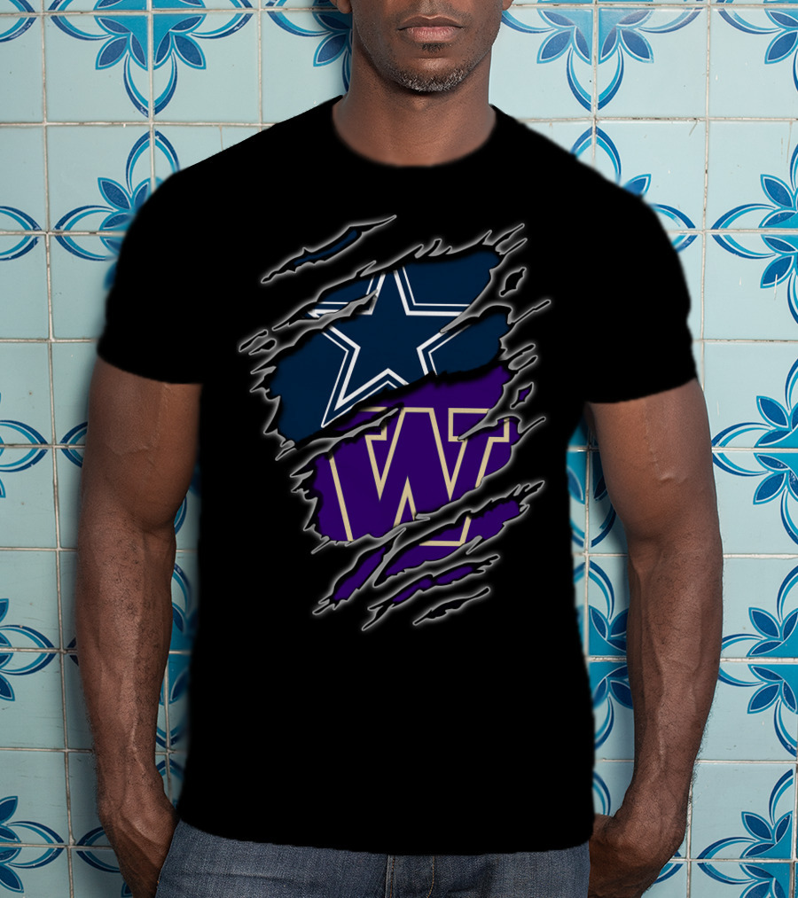 Dallas Cowboys Washington Huskies Logo Mashup T-Shirt