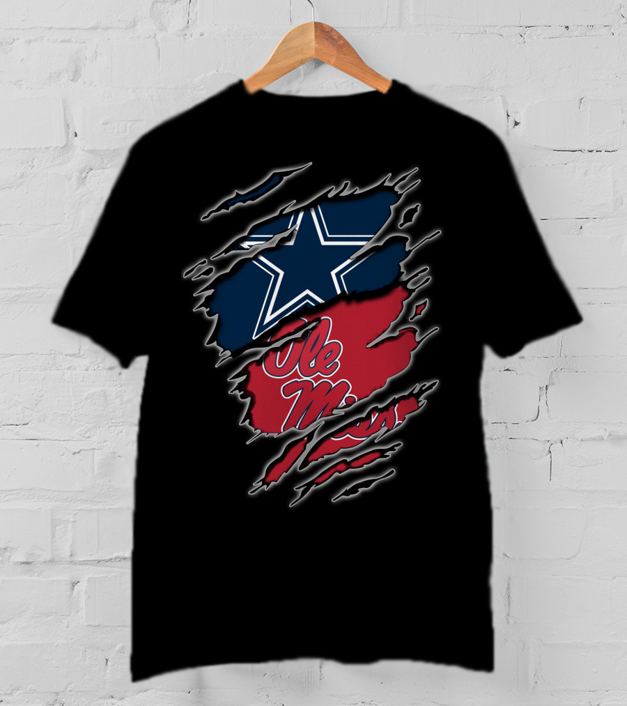 Dallas Cowboys Ole Miss Rebels Torn T-Shirt