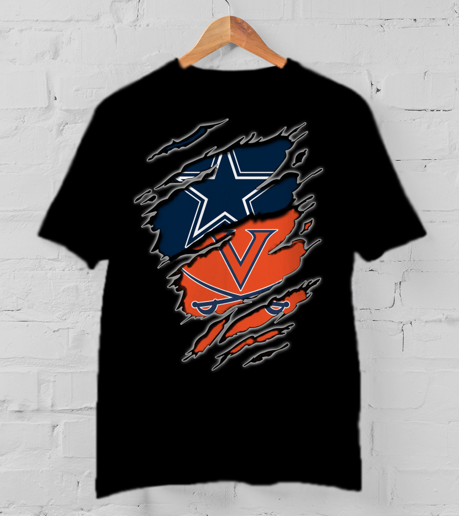 Dallas Cowboys Virginia Cavaliers Football Team Fusion T-Shirt