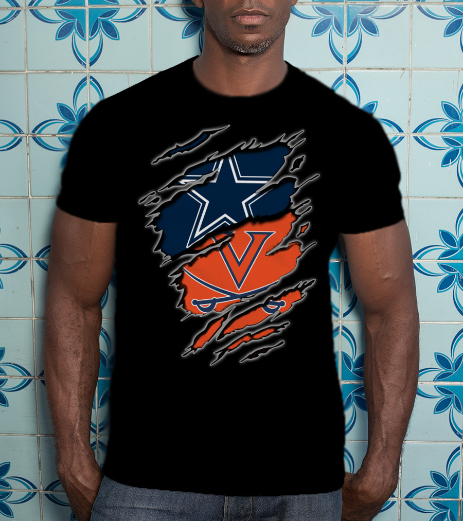 Dallas Cowboys Virginia Cavaliers Football Team Fusion T-Shirt