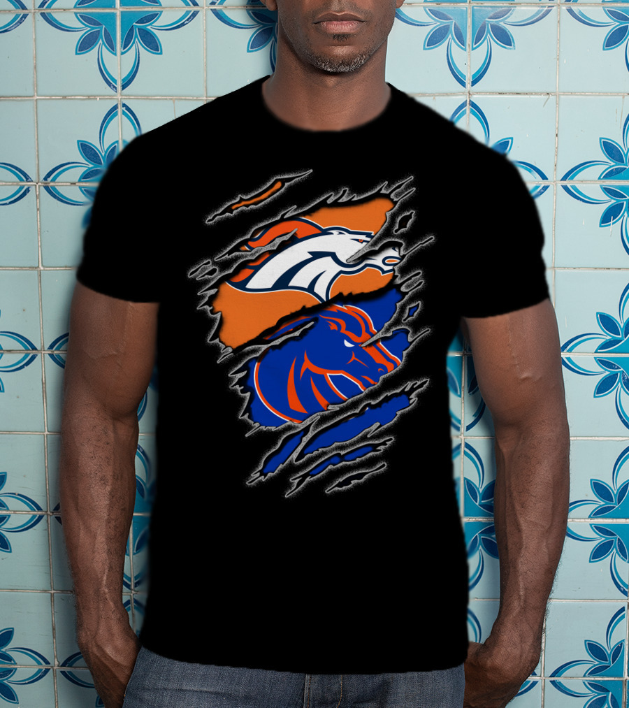 Broncos Boise Denver Football Dual Horse T-Shirt