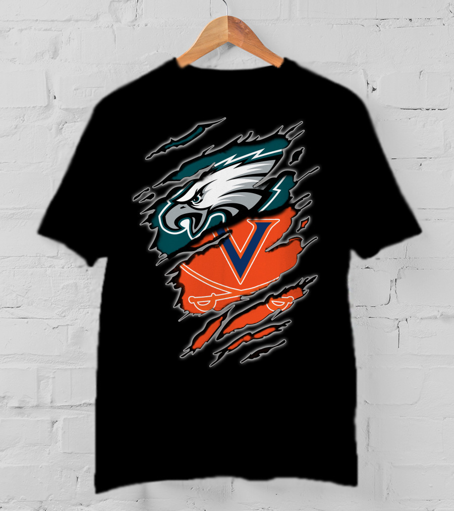 Eagles Virginia Cavaliers Clash Iconic Sports Fusion T-Shirt