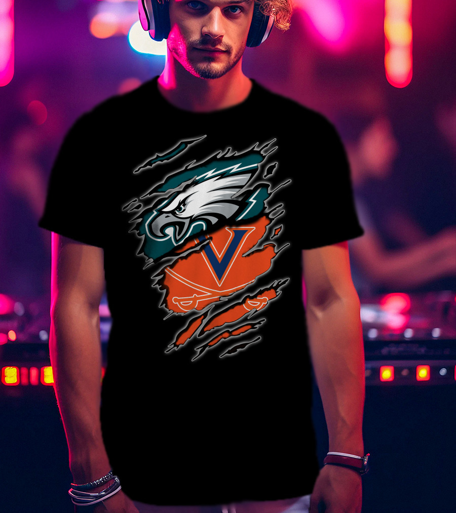 Eagles Virginia Cavaliers Clash Iconic Sports Fusion T-Shirt