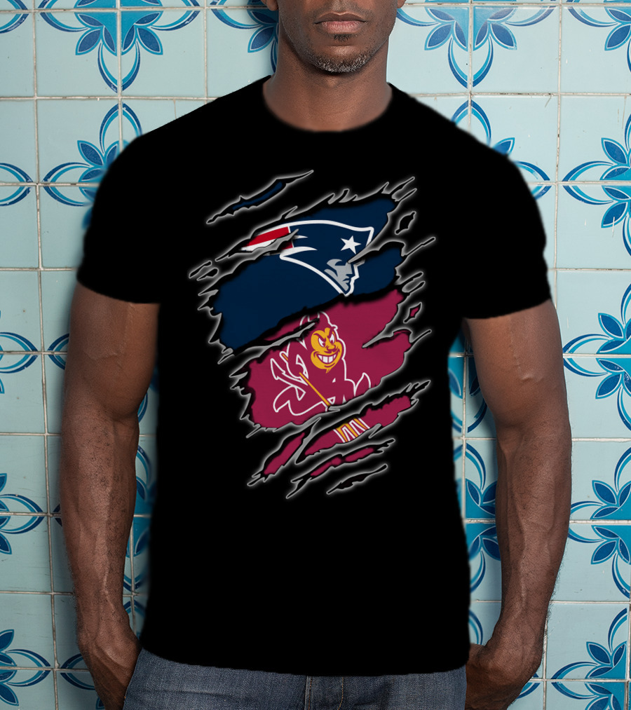New England Patriots And Arizona State Sun Devils Rip T-Shirt