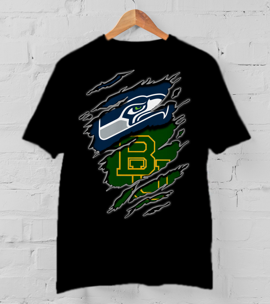 Seahawks Baylor Green And Blue Logo Fusion T-Shirt