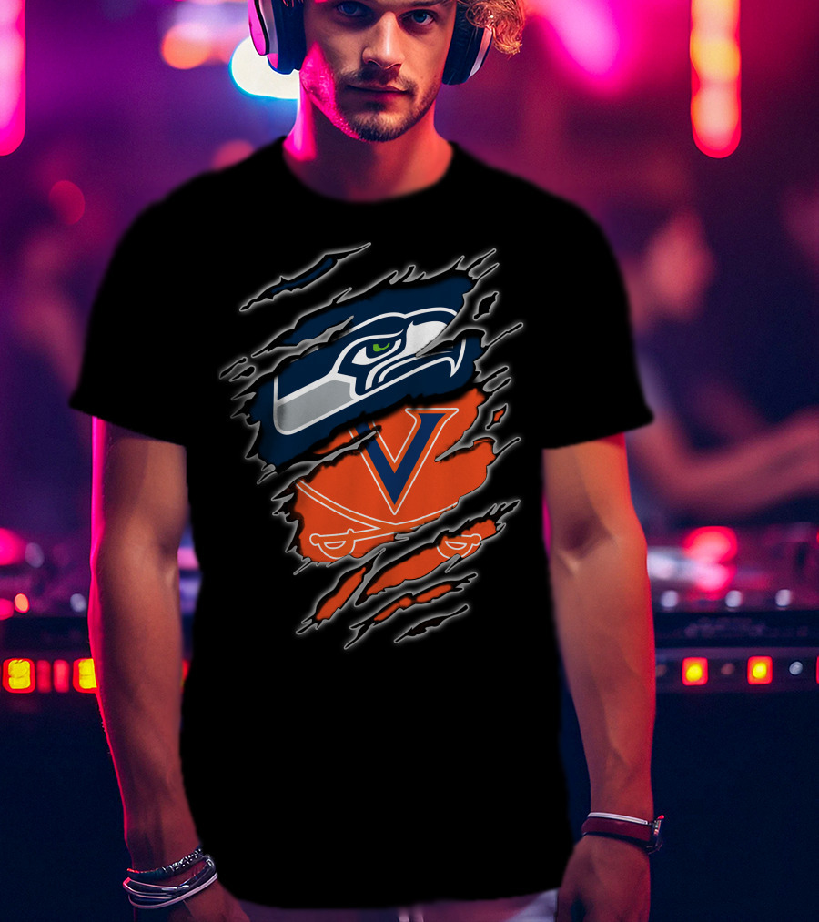 Seahawks Cavaliers Torn Reveal Sports Mashup T-Shirt