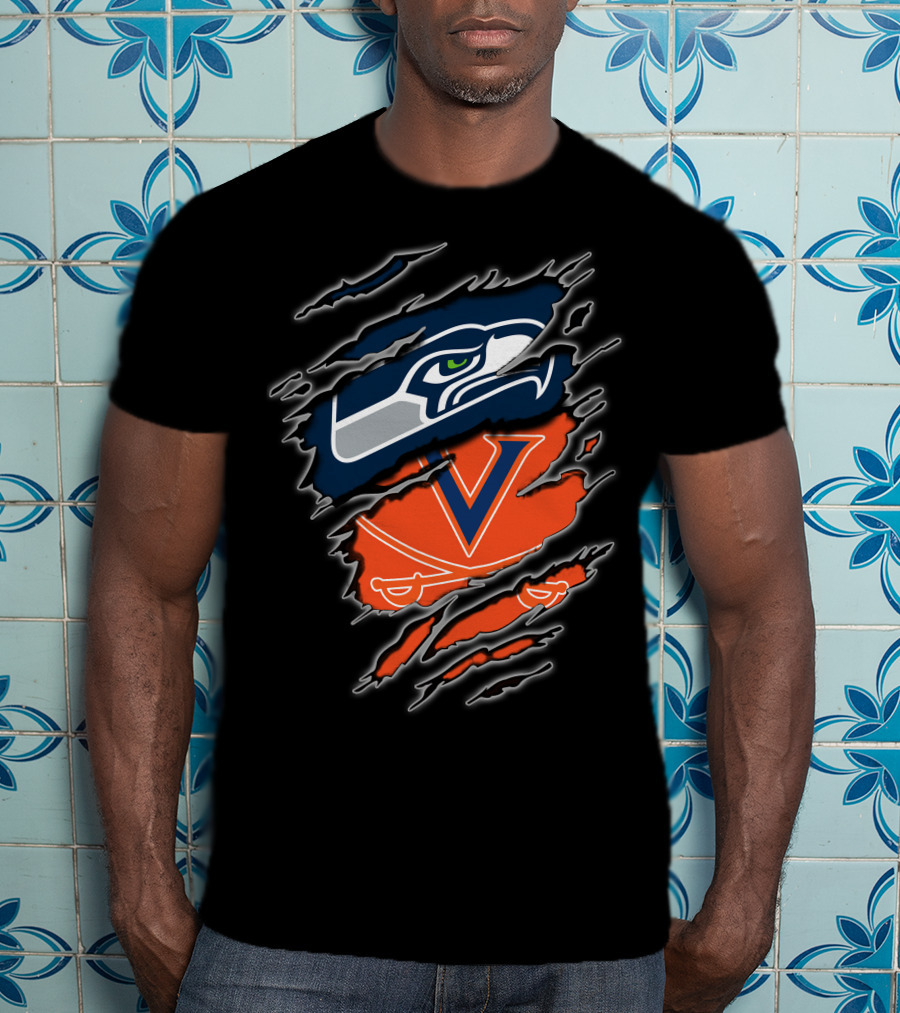 Seahawks Cavaliers Torn Reveal Sports Mashup T-Shirt